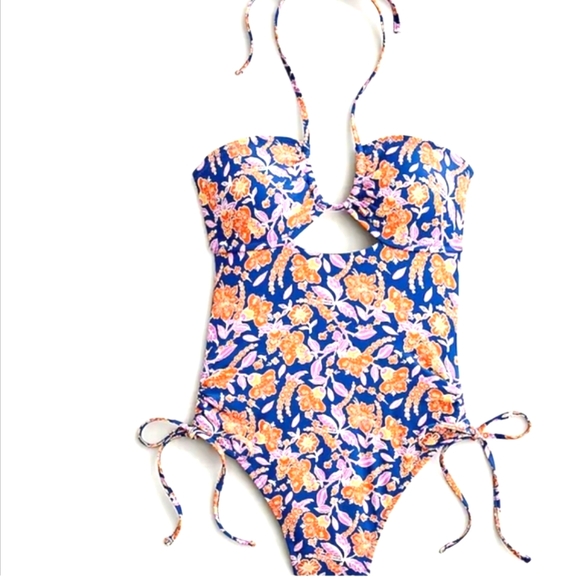 JCREW Floral Halter Cutout One-piece Swimsuit Size 20 - Picture 8 of 9